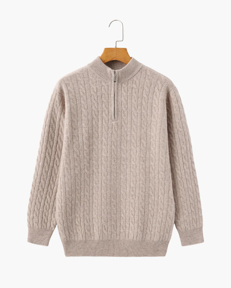 100% Cashmere Woven Half Zip