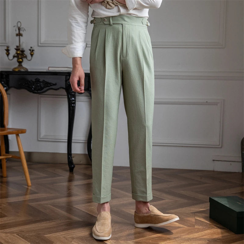 Melo Sanxian High-Waist Straight Pants – Breathable Summer Style